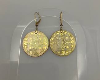 14K and mother of pearl earrings