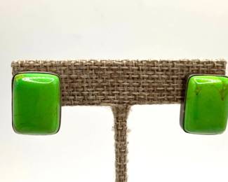 Green Stone silver earrings