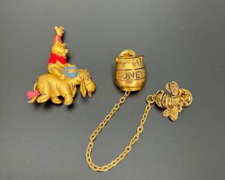 Vintage Winnie the Pooh and Honey Pot pins