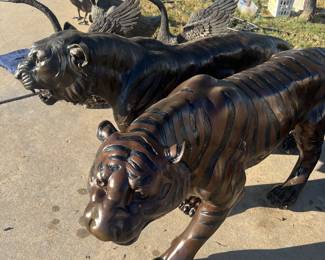Life size bronze tigers!