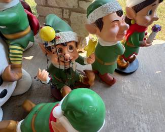 Set of green elves - all vintage fiberglass!