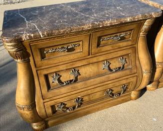 Side table with marble top and drawers