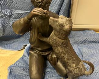 BRONZE boy and dog