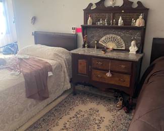 Marble topped antique dresser and a gorgeous pair of antique twin beds