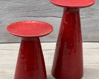 CRATE & BARREL CERISE PILLAR CANDLE HOLDERS