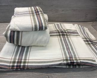 POTTERY BARN LOGAN PLAID FLANNEL SHEET SET XL TWIN 3 PC SET