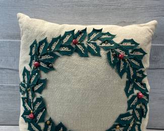 POTTERY BARN CHRISTMAS WREATH PILLOW