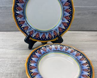 ITALIAN HAND PAINTED CERAMIC BOWL & PLATE SET