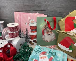 CHRISTMAS GIFT BAGS RIBBON EMBELLISHMENTS