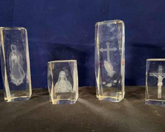 Religious Etched Crystal Paperweights 