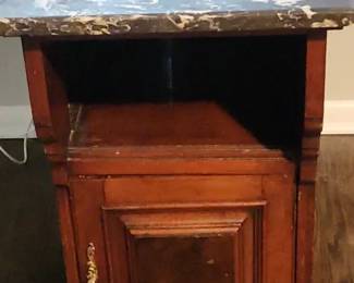 Mid Century Marble Top Bedside Cabinet Side Table. 