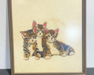 Framed Fiber Arts Cats