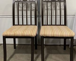 Striped Chairs With Metal Floral Design