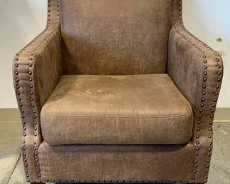 E E Co. Brown Suede Armchair with Metal Studs