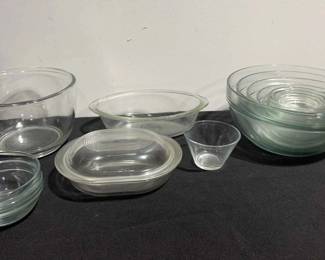 Glass Mixing Bowls including Many Nested Bowls