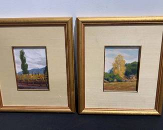 Framed Paintings of Trees Signed by M. Celloni