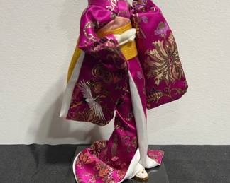 Vintage Geisha Doll with Magenta Dress