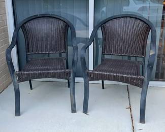 Two Black Brown Patio Chairs