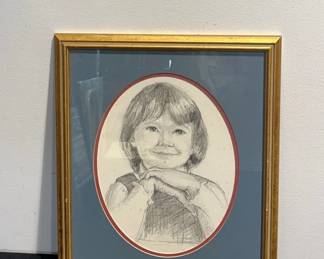 Framed Sketch Of Girl 