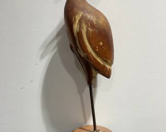Wood Carved Crane Standing on One Leg Sarreid Ltd