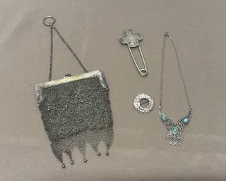 Silver Colored Purse Etc