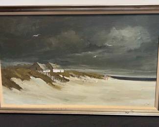 Framed Seascape Painting Signed by J. Sauls
