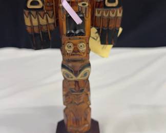 Alaska Hand Carved Totem Pole Signed 