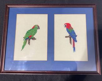 Framed Fiber Art Birds
