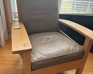 Stickley Mission Lounge Chair with leather cushions  