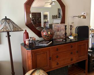 Slickly sideboard.  Stickley Octagonal mirror.   