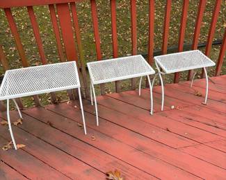 Nesting tables wrought iron with mesh tops 