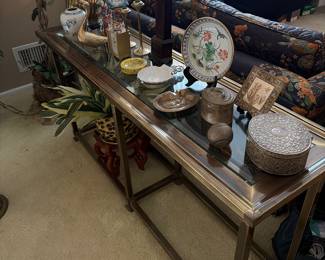 Metal and glass harvest table 