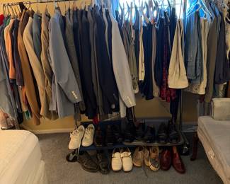 Men’s clothes and suits alot of vintage ones also