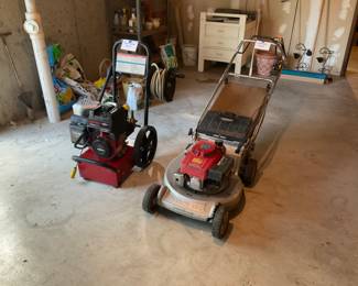Lawnmower and power washer. I have been told they do run.