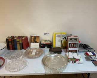 Vintage books and glassware