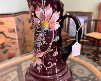 beautiful vintage hand painted pitcher