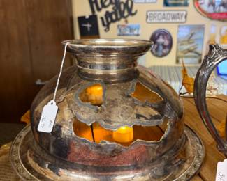 handcrafted Jack-O-Lantern made from vintage punch bowl