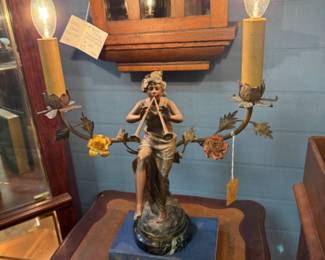 antique french art nouveau danseuse spectre figural lamp