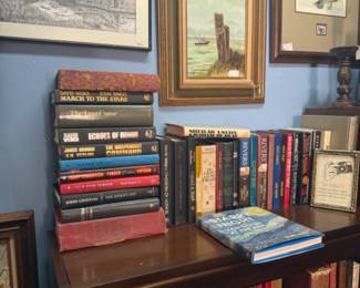 Books and framed art