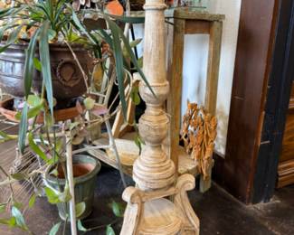 Tall Wooden  Candlestick  