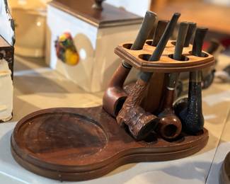 Vintage pipes with holder.