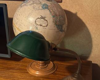Antique 1930's desk lamp, globe