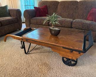 Antique hand cart coffee table