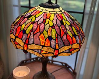 Dragonfly stained glass lamp