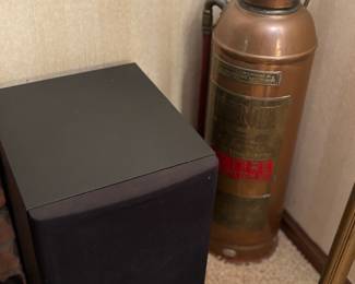 Antique copper fire extinguisher, speaker set