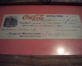Coke bottling works cancelled check from 1928 