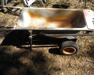 Dual handle vintage metal lawn cart
