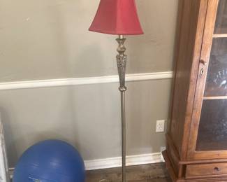 Beautiful brass floor lamp with red shade