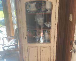 Distressed Wood antique curio cabinet