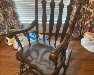 Wonderful black lacquer antique rocking chair